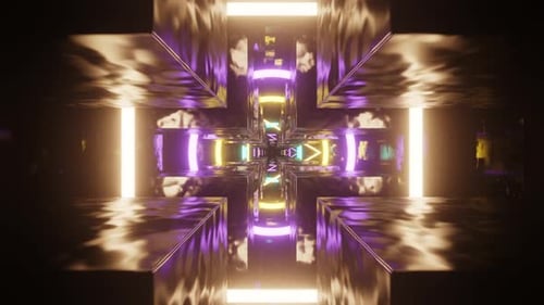 Tunnel abstrait avec tubes au néon. Animation en boucle