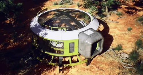Futuristic Sci-Fi Circular Building in Arid Landscape