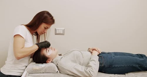 Eyelash Extension Procedure at Cosmetology Studio