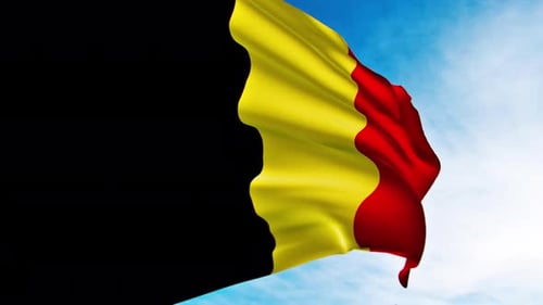 Realistic Belgium Flag Waving Loop