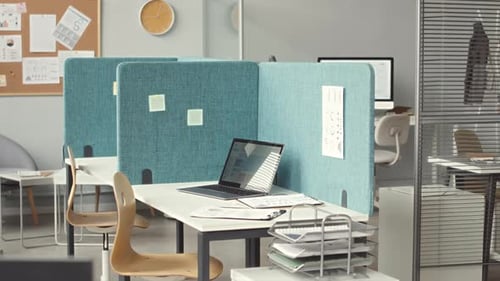 Office Interior with Partition Walls
