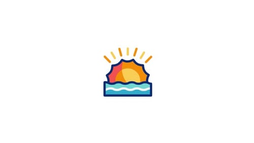 Animated Sun and Water Icon in Flat Design Style