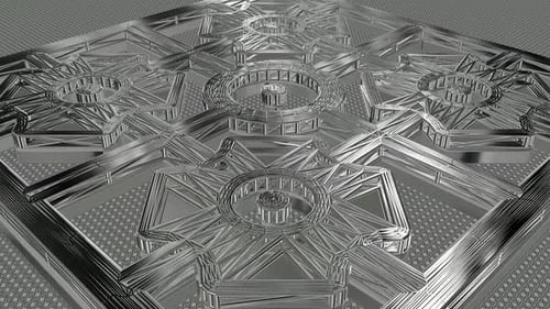 Background with Motion over Silver Wireframes of Shapes, 3D Render, Figures, Exclusive, Reflection