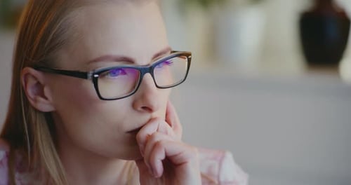Pensive Contemplative Businesswoman In Office Thoughtful Overworked
