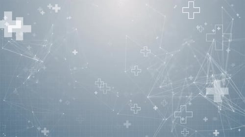 Animated Medical Technology Background with Geometric Plus Signs