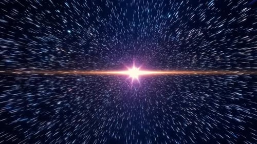 Futuristic Warp Speed Travel Through Starfield with Bright Light