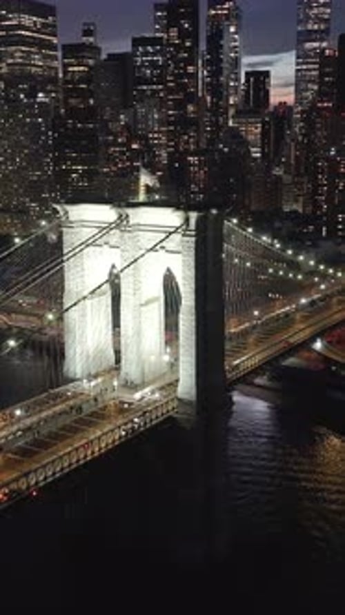 Sunset in Brooklyn Bridge At Manhattan In New York United States