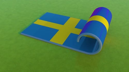 3D Swedish Flag Unrolling Animation Reveal