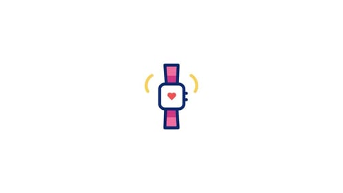 Animated Flat Design Smartwatch with Heartbeat