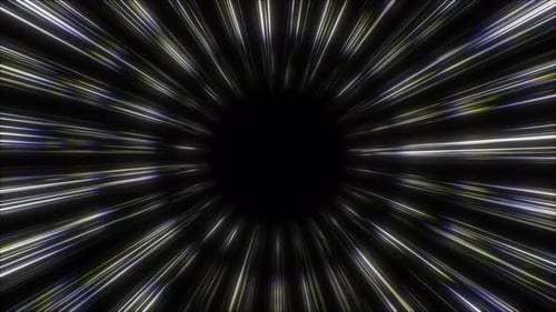 Cinematic warp speed animation. Seamless loop of light streaks with chromatic aberration.