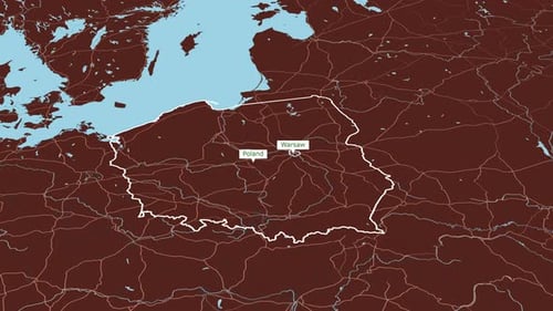 Rotating Map Of Poland And Warsaw