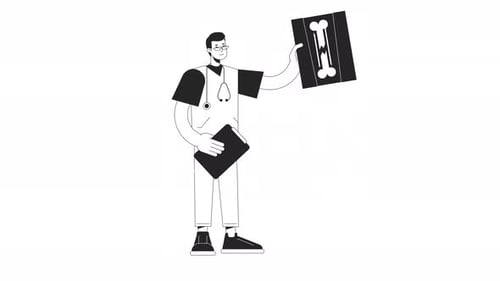 Doctor Checking x Ray Bw Animation