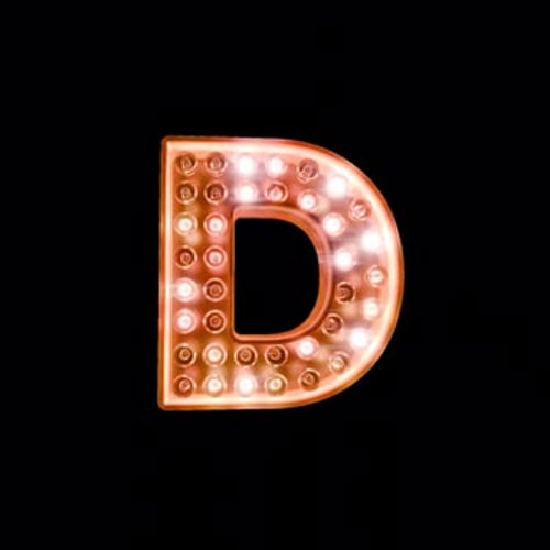 Marquee Light Bulb Letter D Reveal 3D Animation