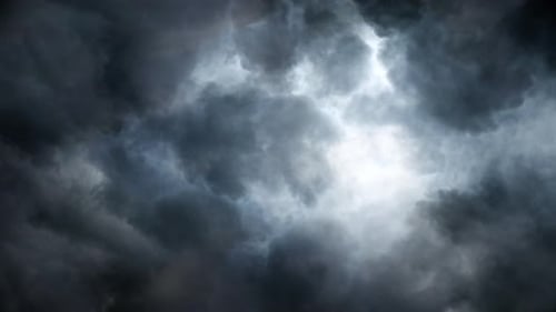 4k thunderstorm Cumulus Clouds Moving Fast With Lightning Storm View