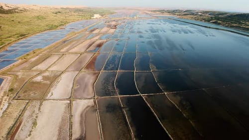 The Salt Pans on Pag Island Filled with Seawater are Used to Produce Sea Salt