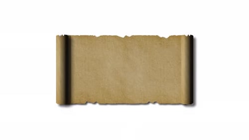 Scrolls Unroll. Unrolling scrolls Video. Old paper scroll texture. Scroll on transparent background.