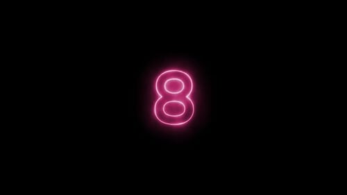 Neon Glow Countdown Timer from Ten to Zero