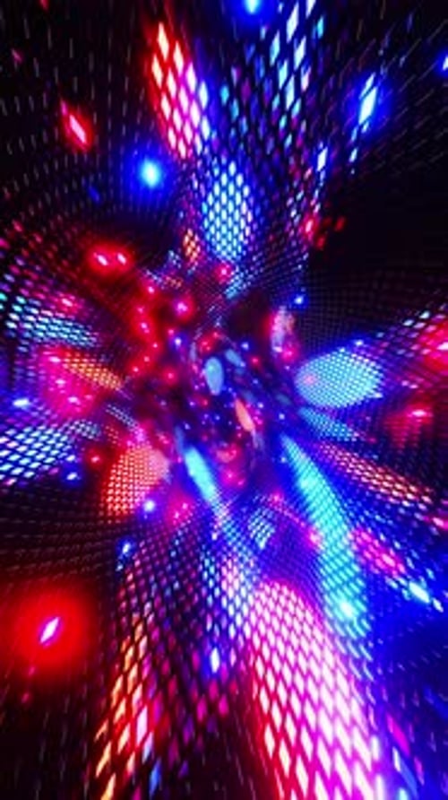 A colorful, abstract design with bright lights and a pattern of squares. Vertical looped animation