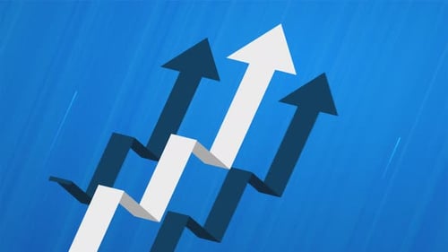 arrow rising, increase in value, stock exchange animation 4k