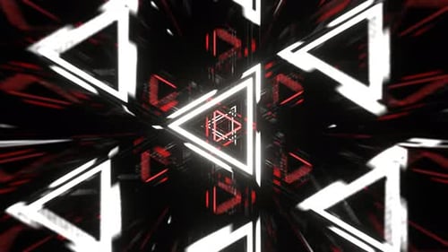 Red And White Dynamic Strobe Triangle Tunnel Background Vj Loop I 4K