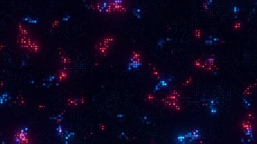 Hightech-Big-Data-Verarbeitung, Animation, KI, künstliche Intelligenz, Matrixtechnologie, Bewegung, Blinken