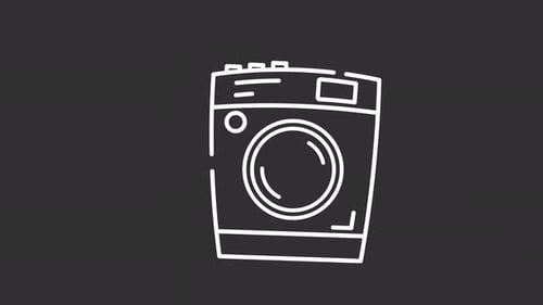 Washing machine laundry appliance icon household home line art