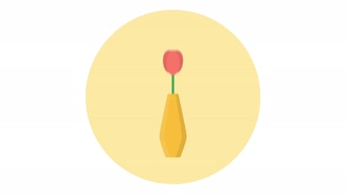 Animated Flat Design Tulip in Vase Icon