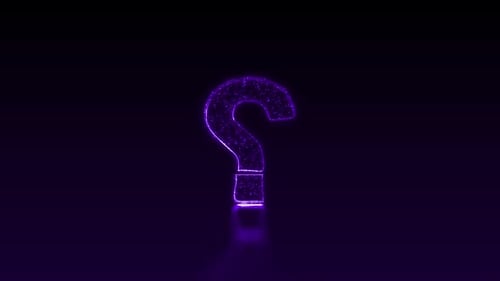 Rotating Glowing Question Mark with Neon Particle Effect