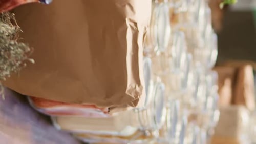 Vertical Video Close Up on Bulk Items in Glass Jars