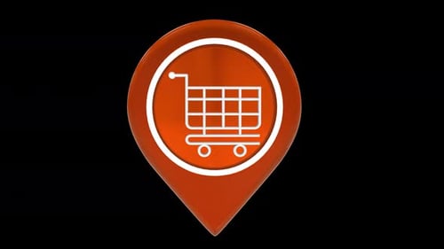 3D Animated Shopping Cart Map Pin Icon
