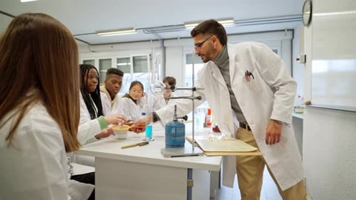Science Class Experiment with Students in Lab