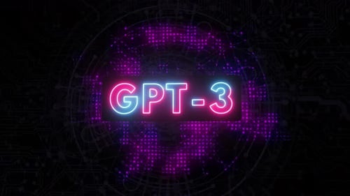 GPT-3-Neonlichteffekt mit digitalem Schaltkreishintergrund