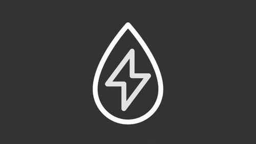Animated Electricity Bolt in Water Droplet Icon