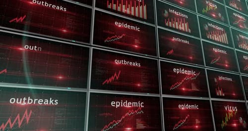 Futuristic Data Grid: Virus Outbreak and Epidemic Statistics Display