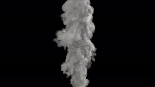Volumetric White Smoke Plume Fluid Rising Animation