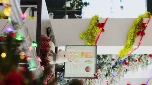 Vertical Video Empty Festive Decorated Office