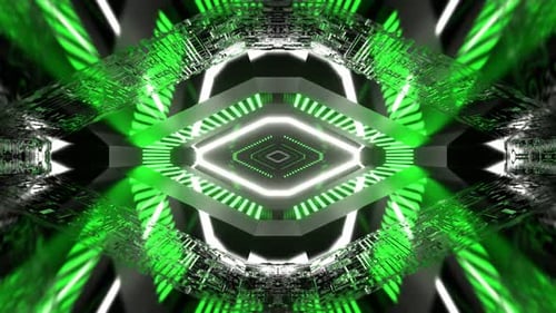 Green And White Neon Infinite Sci Fi Techno Channel Background VJ Loop In 4K