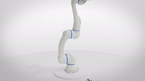 Robotic Arm Assembling AI Letters: Modern Technology Concept