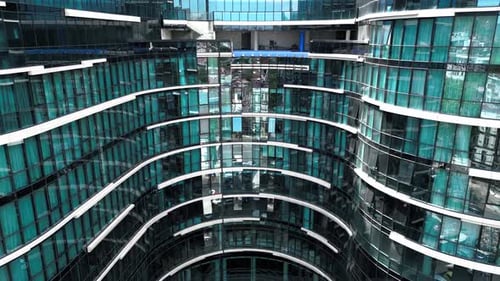 Aerial shot of futuristic Business Center