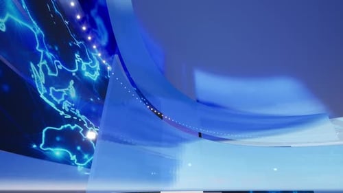 World Map Background. News Studio Background For News Report And Breaking News