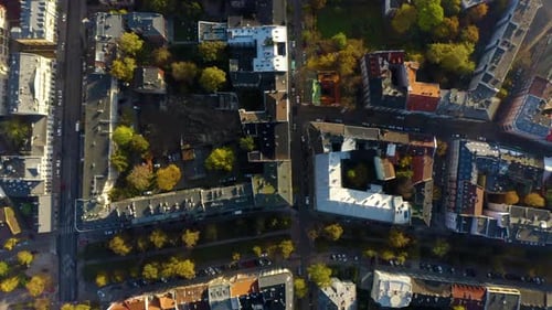 Birds Eye View of a Bustling Urban Cityscape