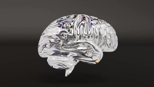 Animated Transparent Crystal Brain Rotating for Science Concepts