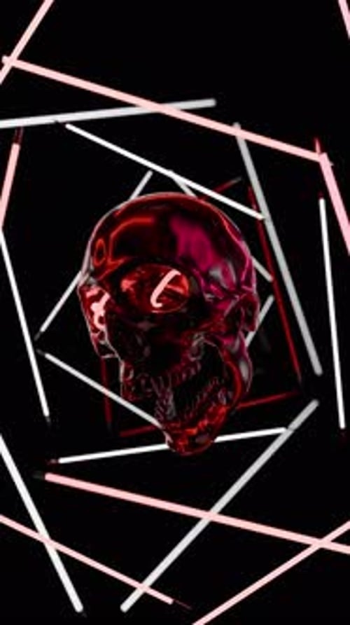 Neon Skull VJ Loop Vertical 4K Background