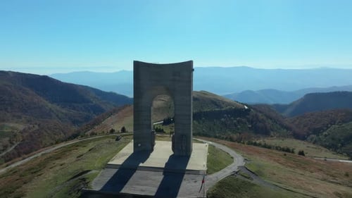History in the Mountains: The Communist Arch of Beklemeto in Bulgaria from the Air