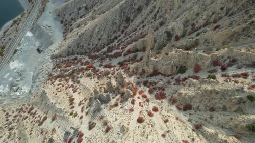 Desert Landscape Aerial View of Arid Terrain
