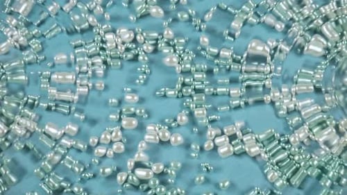 Macro Pearls on Blue Background