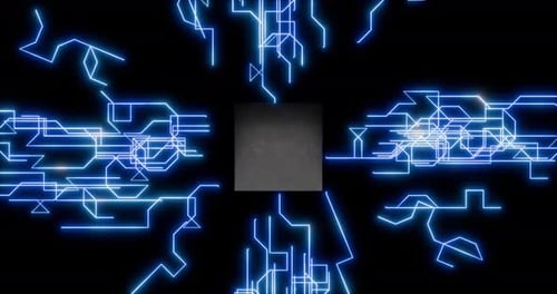 Glowing Blue Circuit Board Data Flow Animation