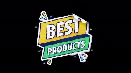 Animated Hand-Drawn Best Products Label Sticker