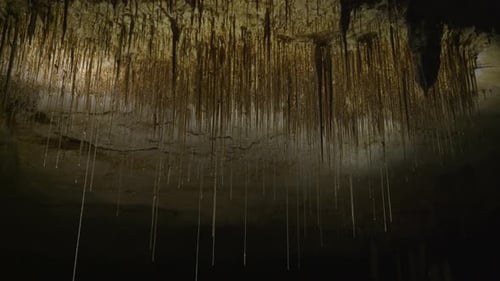 Spectacular stalactites in a cave