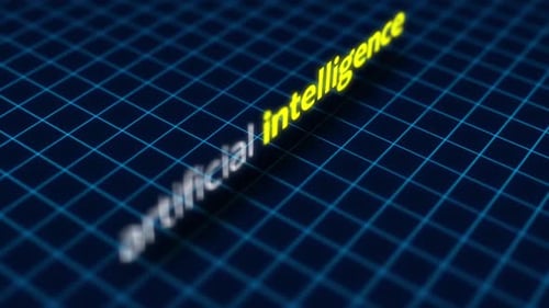 Artificial Intelligence Text Reveal on Digital Grid